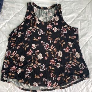 Maurices Knit Tank-top, black/floral, size plus 2